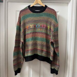 Teddy Fresh 100% Cotton Rainbow Sweater Hard To Find size XL